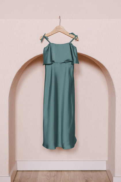 Kids Riley Convertible Satin Dress | Made To Order | Eucalyptus
