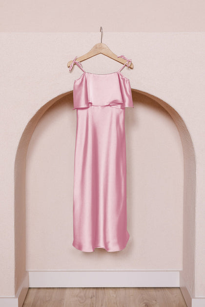 Kids Riley Convertible Satin Dress | Made To Order | Perfect Pink