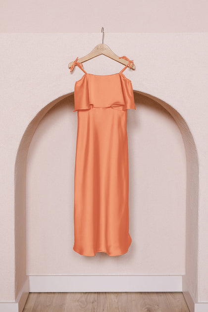 Kids Riley Convertible Satin Dress | Made To Order | Tangerine