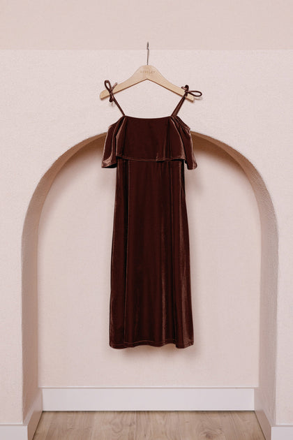 Kids Riley Convertible Velvet Dress | Made To Order | Mahogany