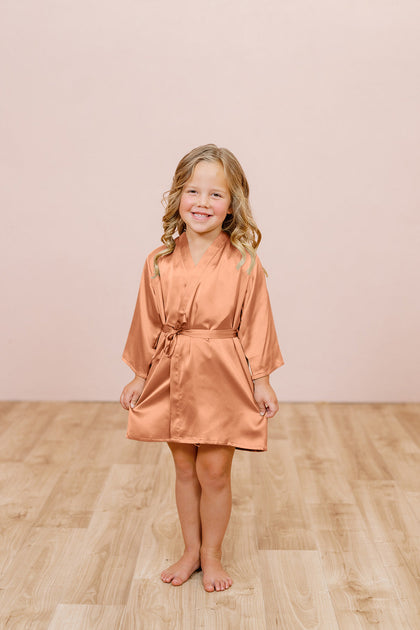 Kids Getting Ready Satin Robe | Made To Order - Copper