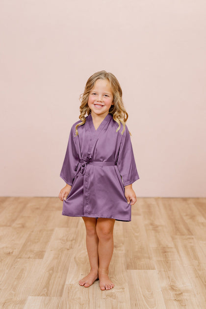 Kids Getting Ready Satin Robe | Made To Order - Dusty Plum