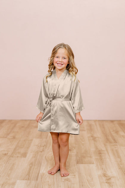 Kids Getting Ready Satin Robe | Made To Order - Gold Champagne