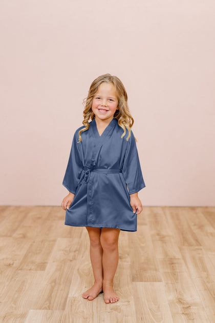 Kids Getting Ready Satin Robe | Made To Order - Romantic Blue