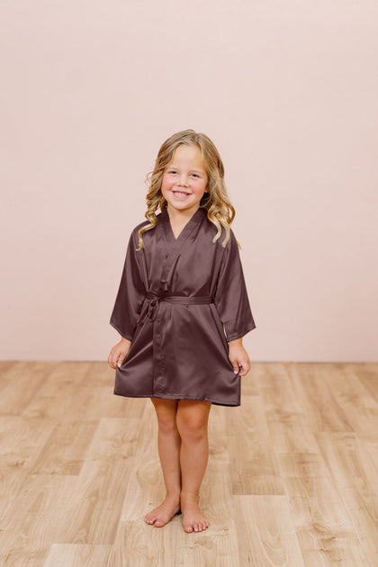 Kids Getting Ready Satin Robe | Made To Order - Mahogany