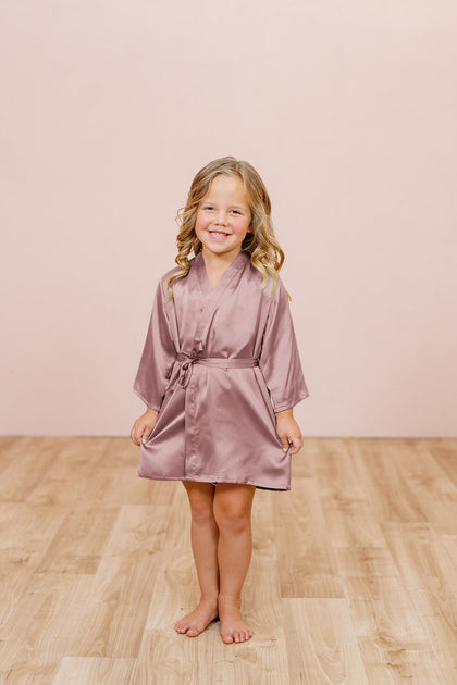 Kids Getting Ready Satin Robe | Made To Order - Rose Quartz