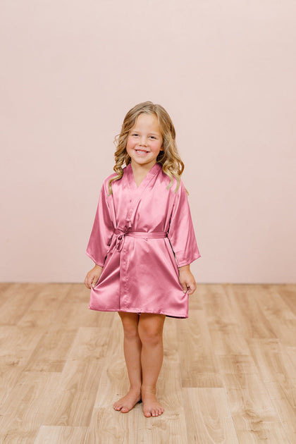 Kids Getting Ready Satin Robe | Made To Order - Rosette
