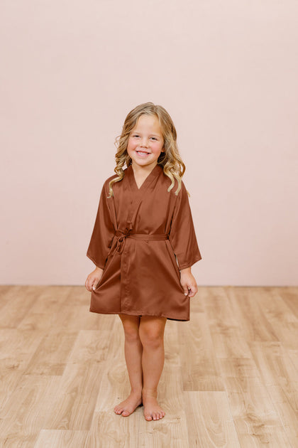 Kids Getting Ready Satin Robe | Made To Order - Rust