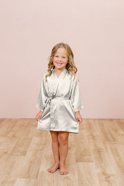 Kids Getting Ready Satin Robe | Made To Order - Soft Champagne