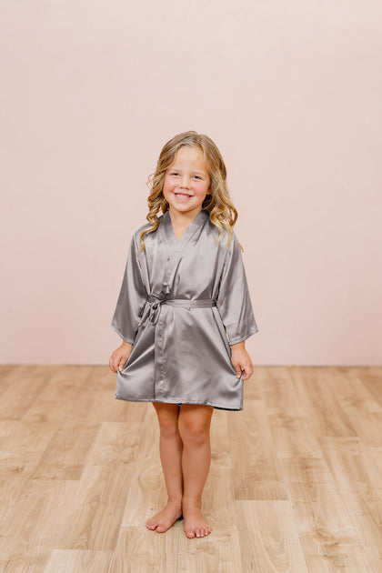 Kids Getting Ready Satin Robe | Made To Order - Taupe