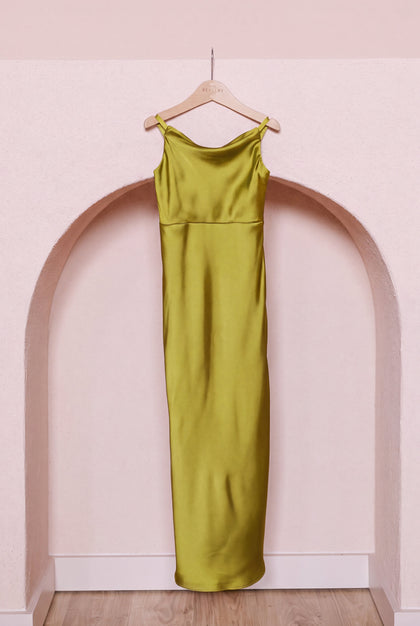 Kids Skye Satin Dress | Made To Order | Chartreuse