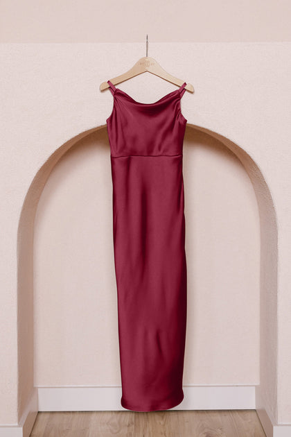 Juniors Skye Satin Dress | Made To Order | Berry
