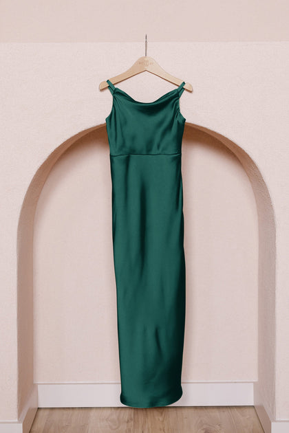 Juniors Skye Satin Dress | Made To Order | Emerald