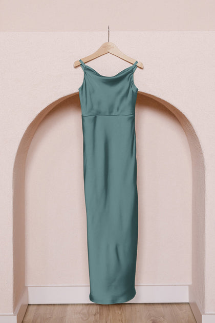 Juniors Skye Satin Dress | Made To Order | Eucalyptus