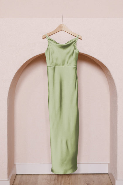 Kids Skye Satin Dress | Made To Order | Matcha