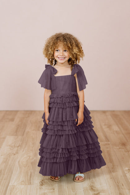 Kids Tallulah Tulle Dress | Made To Order | Dusty Purple