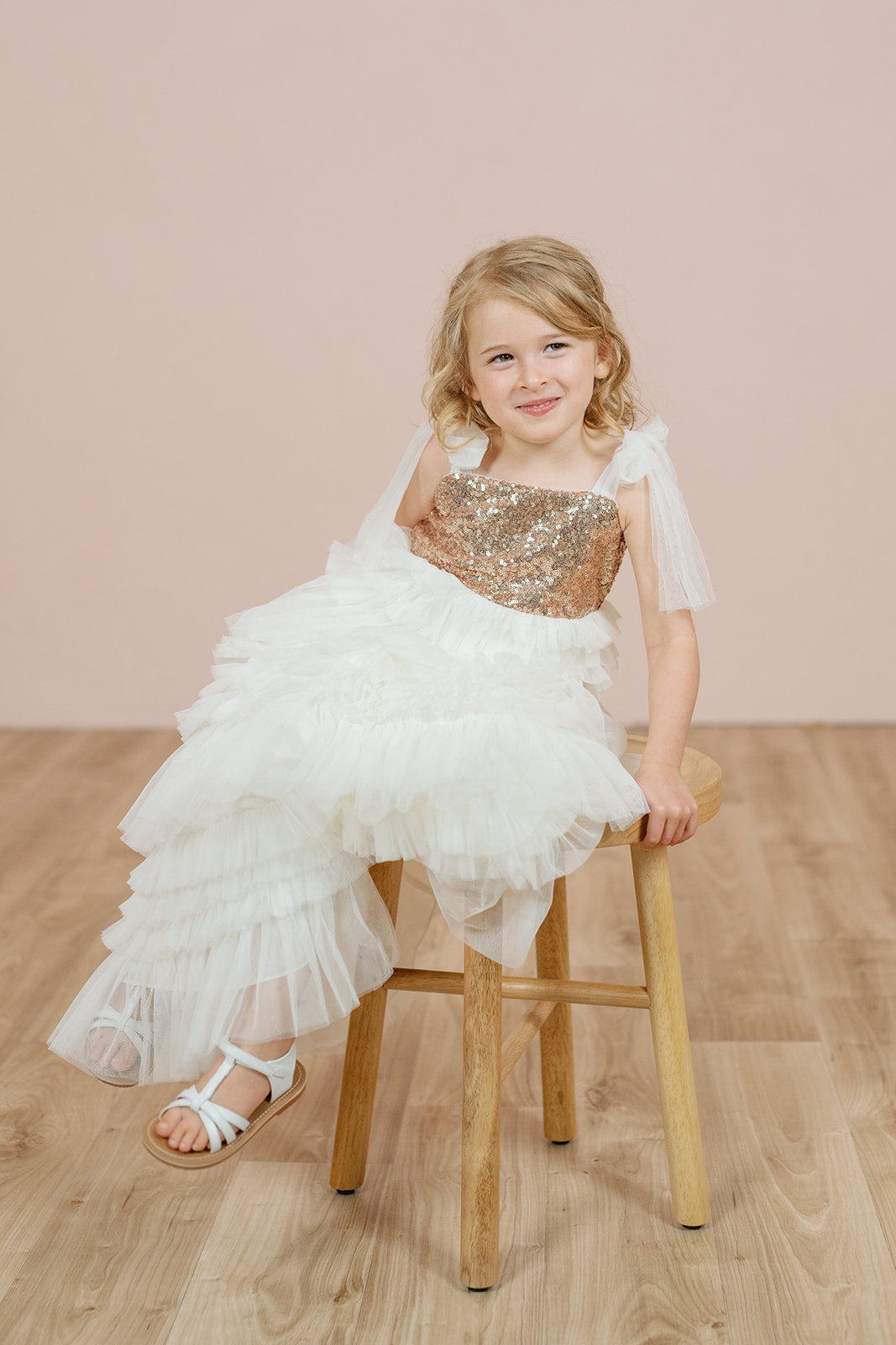 Kids Tallulah Sequin + Tulle Dress | Made To Order Rose Gold Sequin / Bradshaw Blush Tulle Kids Tallulah Sequin + Tulle Dress | Made To Order Rose Gold Sequin / Bradshaw Blush Tulle
