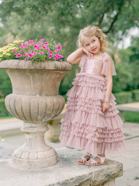 Kids Tallulah Sequin + Tulle Dress | Made To Order Rose Gold Sequin / Bradshaw Blush Tulle Kids Tallulah Sequin + Tulle Dress | Made To Order Rose Gold Sequin / Bradshaw Blush Tulle