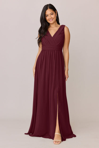 Kiera Chiffon Dress | Made To Order | Cabernet