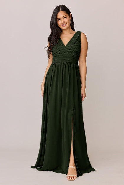 Kiera Chiffon Dress | Made To Order | Deep Olive