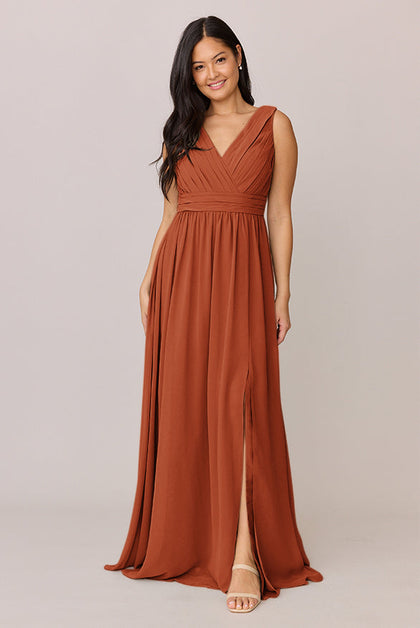Kiera Chiffon Dress | Made To Order | Rust Orange