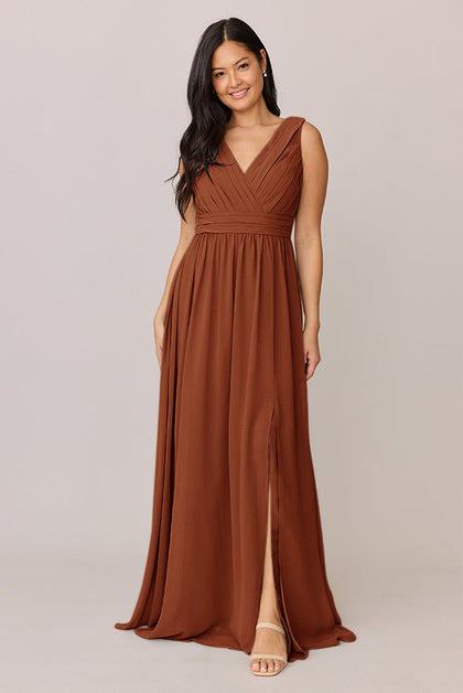 Kiera Chiffon Dress | Made To Order | Rust