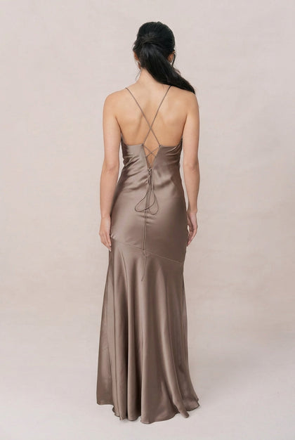 Kimora Satin Dress | Made To Order | Truffle