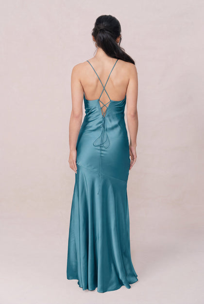 Kimora Satin Dress | Made To Order | Turquoise