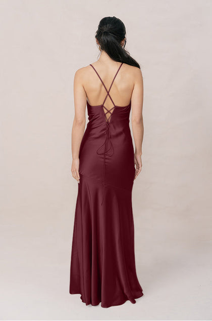 Kimora Satin Dress | Made To Order | Cabernet