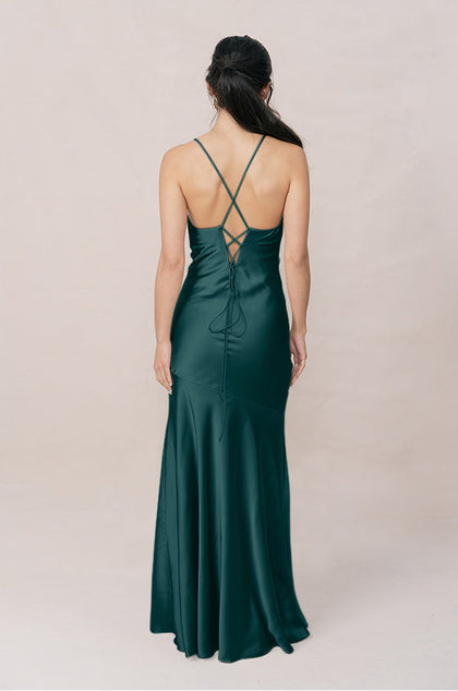 Kimora Satin Dress | Made To Order | Emerald