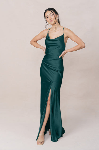 Kimora Satin Dress | Made To Order | Emerald