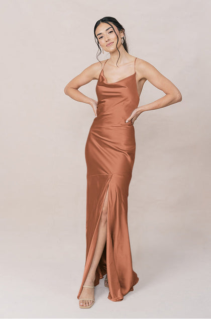 Kimora Satin Dress | Made To Order | Copper