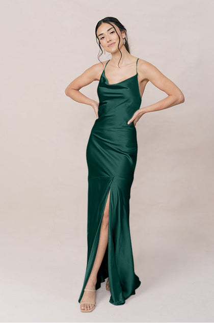 Kimora Satin Dress | Made To Order | Emerald