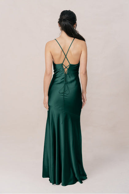 Kimora Satin Dress | Made To Order | Emerald