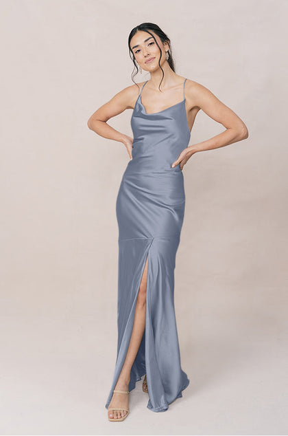 Kimora Satin Dress | Made To Order | French Blue