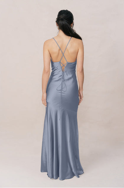 Kimora Satin Dress | Made To Order | French Blue