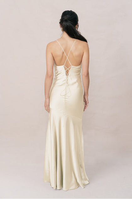 Kimora Satin Dress | Made To Order | Pale Yellow