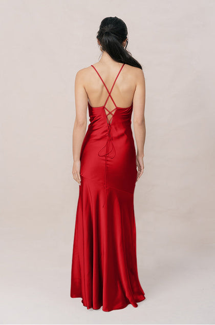 Kimora Satin Dress | Made To Order | Poppy Red