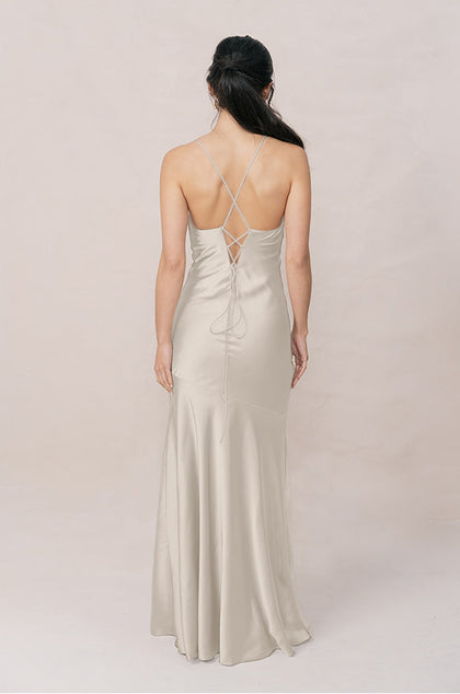 Kimora Satin Dress | Made To Order | Soft Champagne