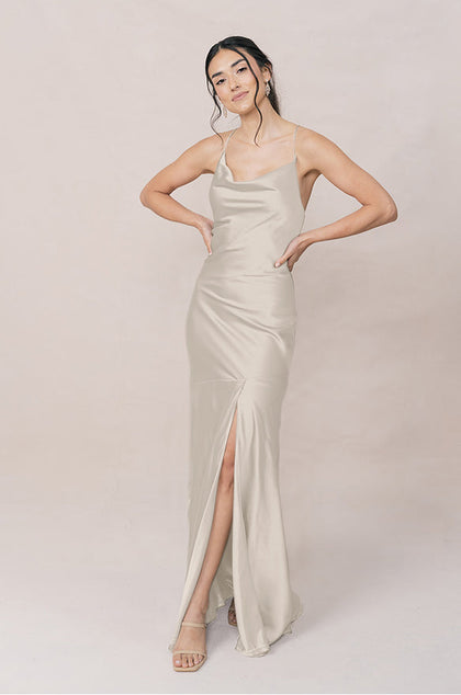 Kimora Satin Dress | Made To Order | Soft Champagne
