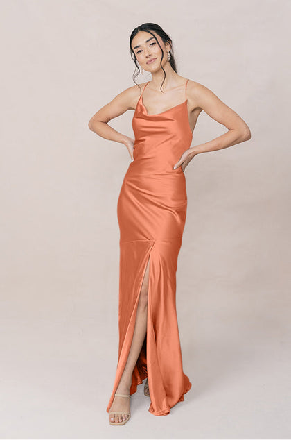 Kimora Satin Dress | Made To Order | Tangerine