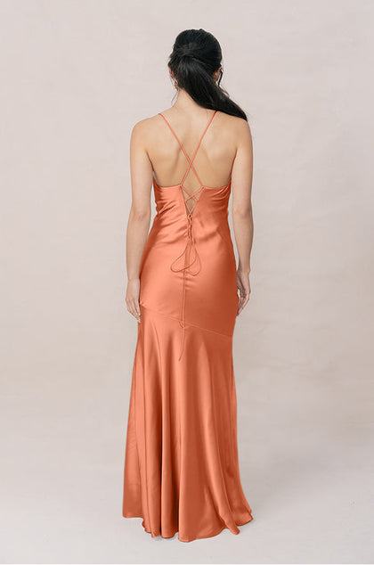 Kimora Satin Dress | Made To Order | Tangerine