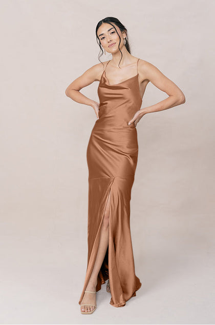Kimora Satin Dress | Made To Order | Toffee