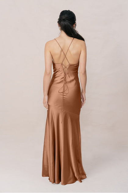 Kimora Satin Dress | Made To Order | Toffee