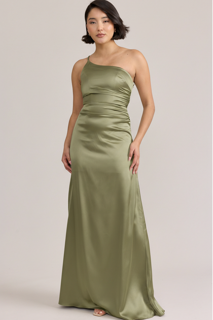 Kira Satin Dress | Moss