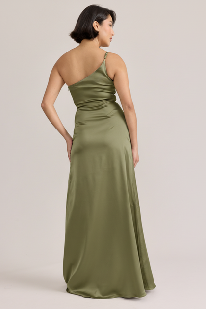Kira Satin Dress | Moss