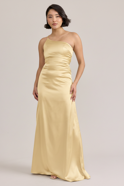 Kira Satin Dress | Pale Yellow