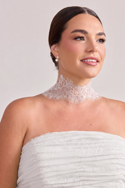 Lace Skinny Scarf | White