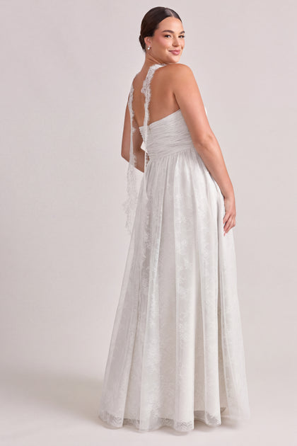 Lace Skinny Scarf | White