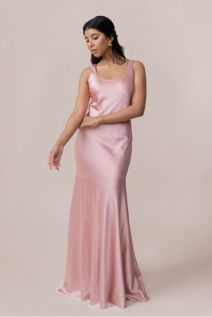Model: Jacinth; Size: 4; Color: Blushing Bride Satin + Petal Pink Tulle